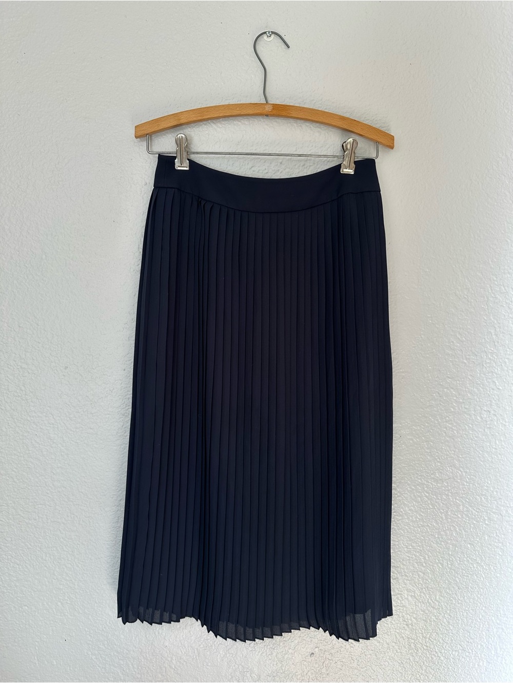 J. Crew Pleated Midi Skirt — Navy Blue
